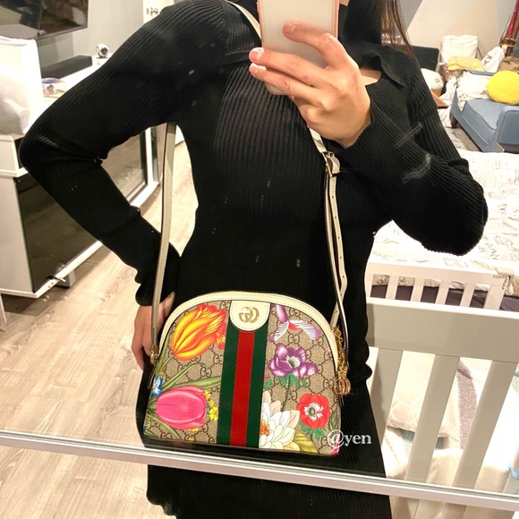 Gucci Ivory Ophidia supreme Floral crossbody bag / shoulder bag - Picture 3 of 15